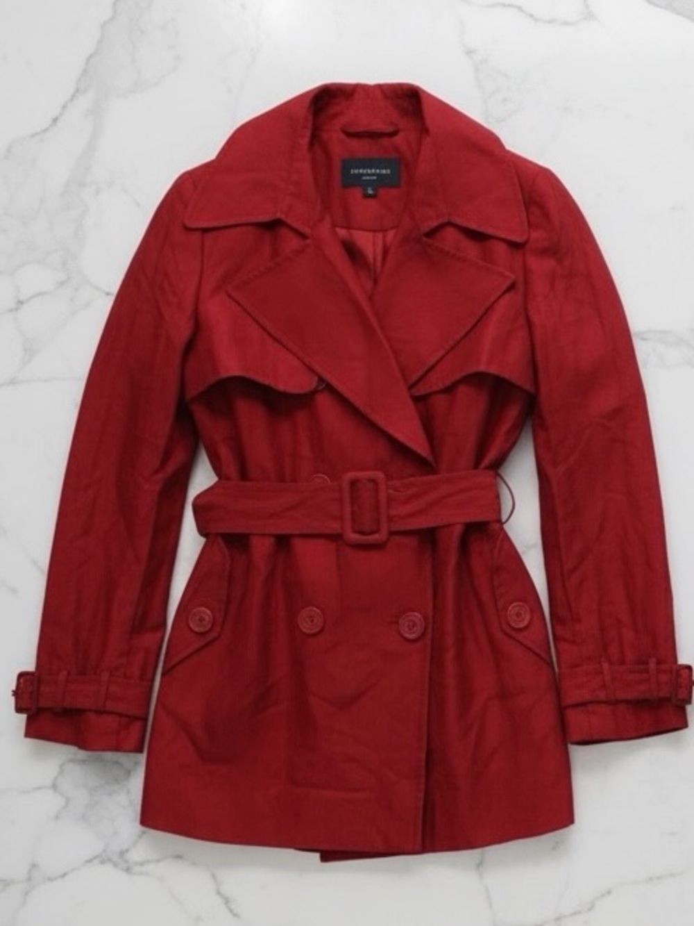 Lafayette 148 NY Crimson Silk Linen Belted Trench Coat Jacket | Size 8